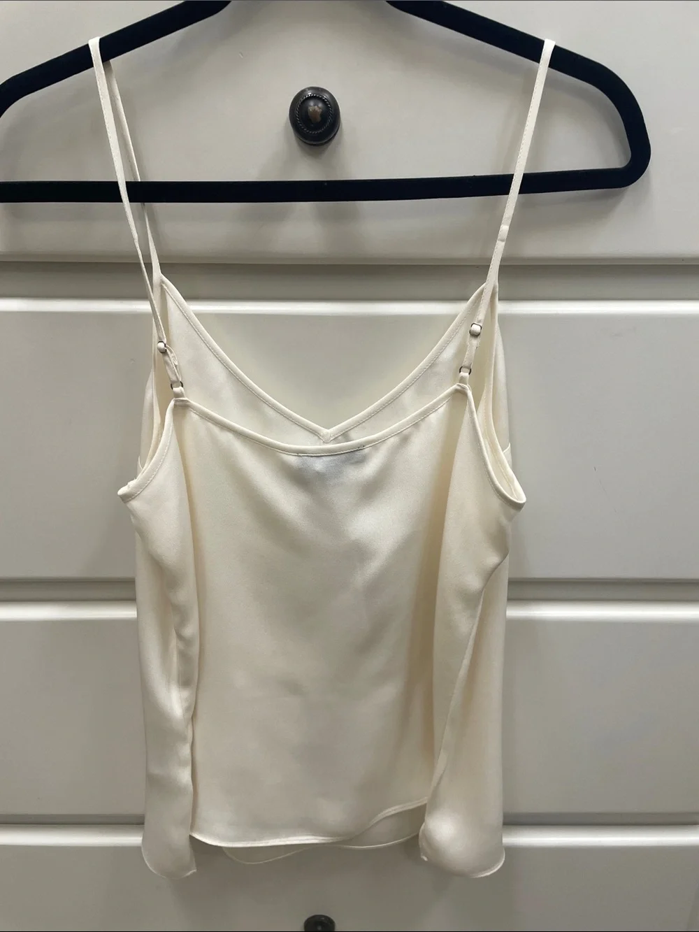 J. Crew Satin V-Neck Spaghetti Strap Tank - Cream